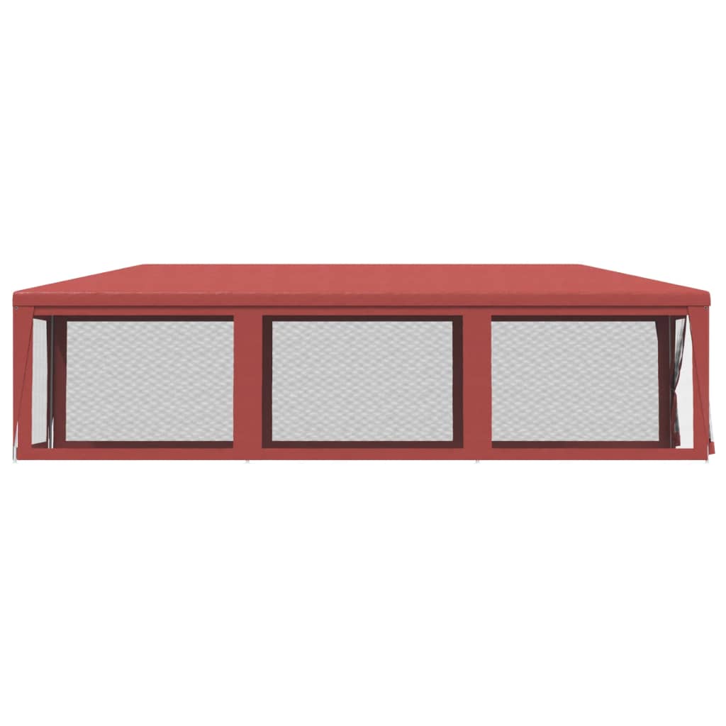 vidaXL Party Tent with 8 Mesh Sidewalls Red 3x9 m HDPE