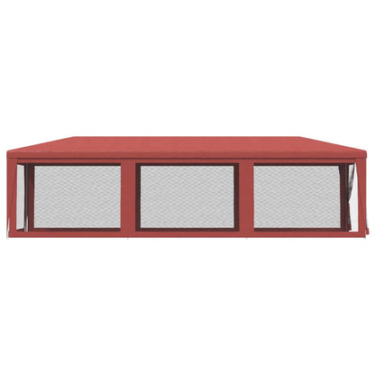 vidaXL Party Tent with 8 Mesh Sidewalls Red 3x9 m HDPE