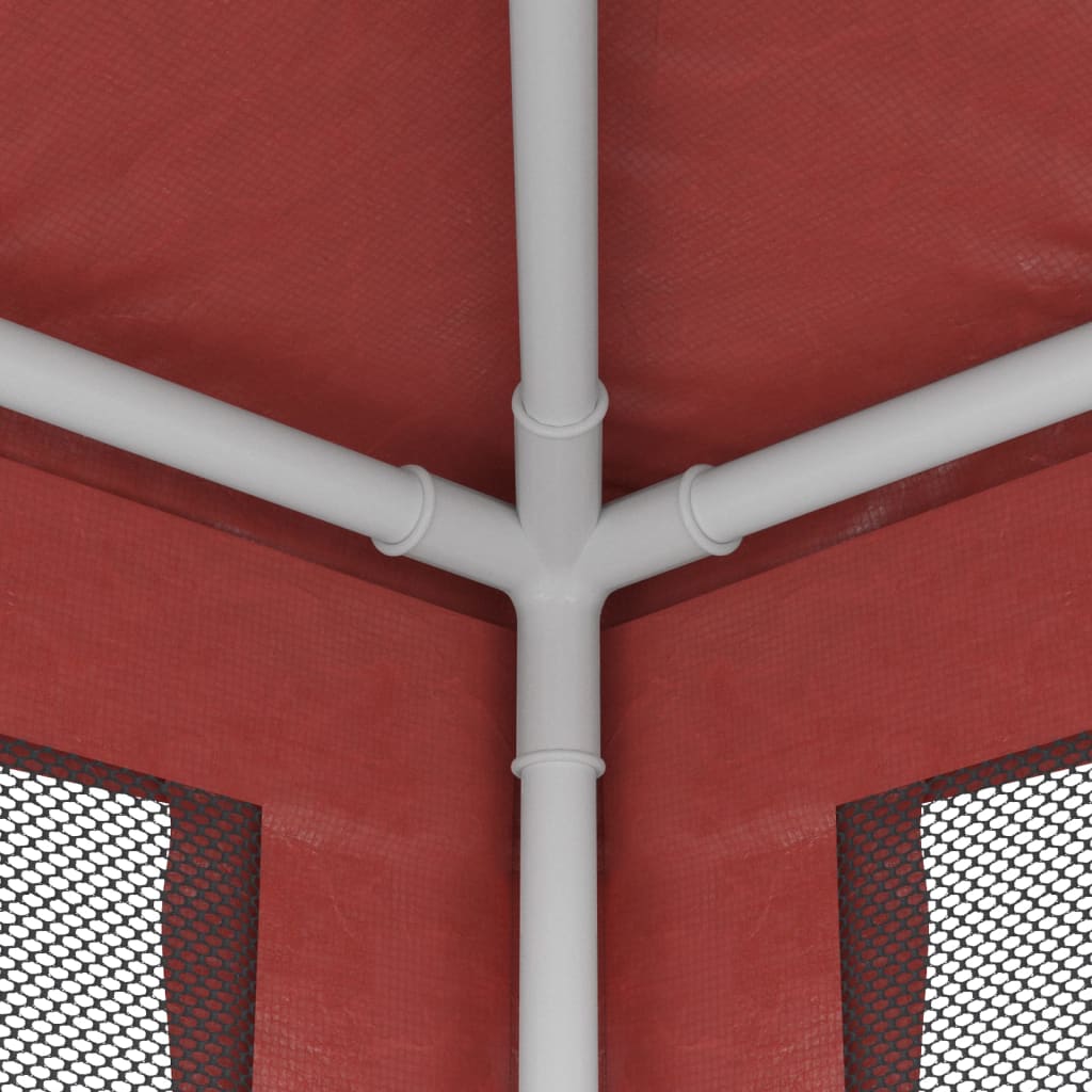 vidaXL Party Tent with 8 Mesh Sidewalls Red 3x9 m HDPE