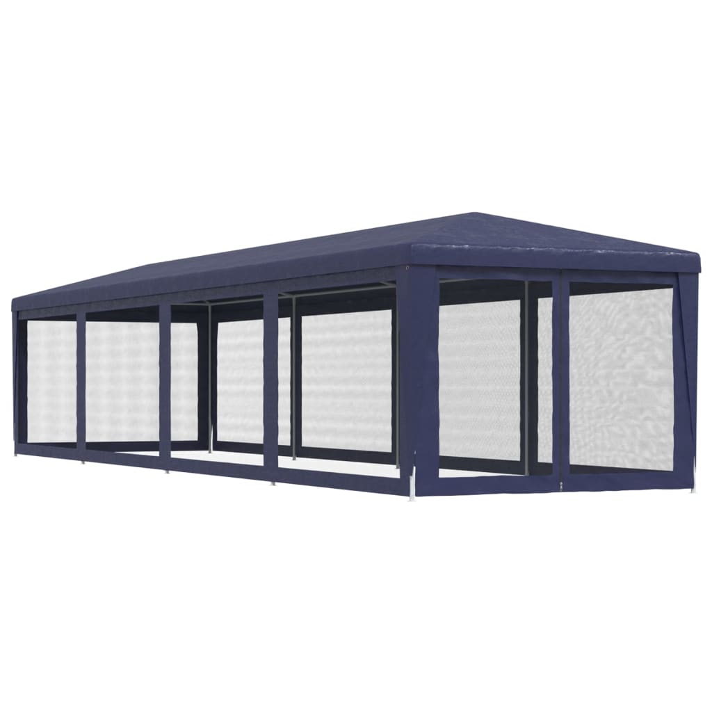 vidaXL Party Tent with 10 Mesh Sidewalls Blue 3x12 m HDPE