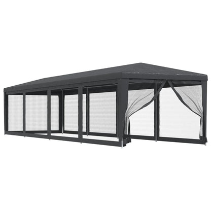 vidaXL Party Tent with 10 Mesh Sidewalls Anthracite 3x12 m HDPE
