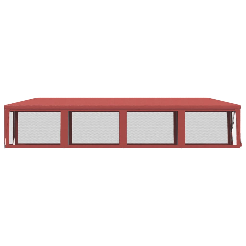 vidaXL Party Tent with 10 Mesh Sidewalls Red 3x12 m HDPE