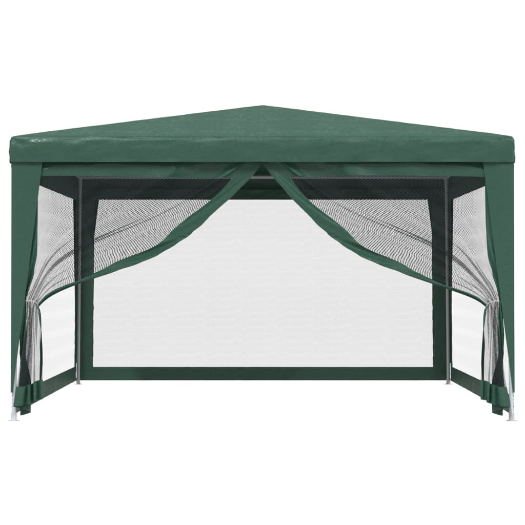 vidaXL Party Tent with 4 Mesh Sidewalls Green 4x4 m HDPE