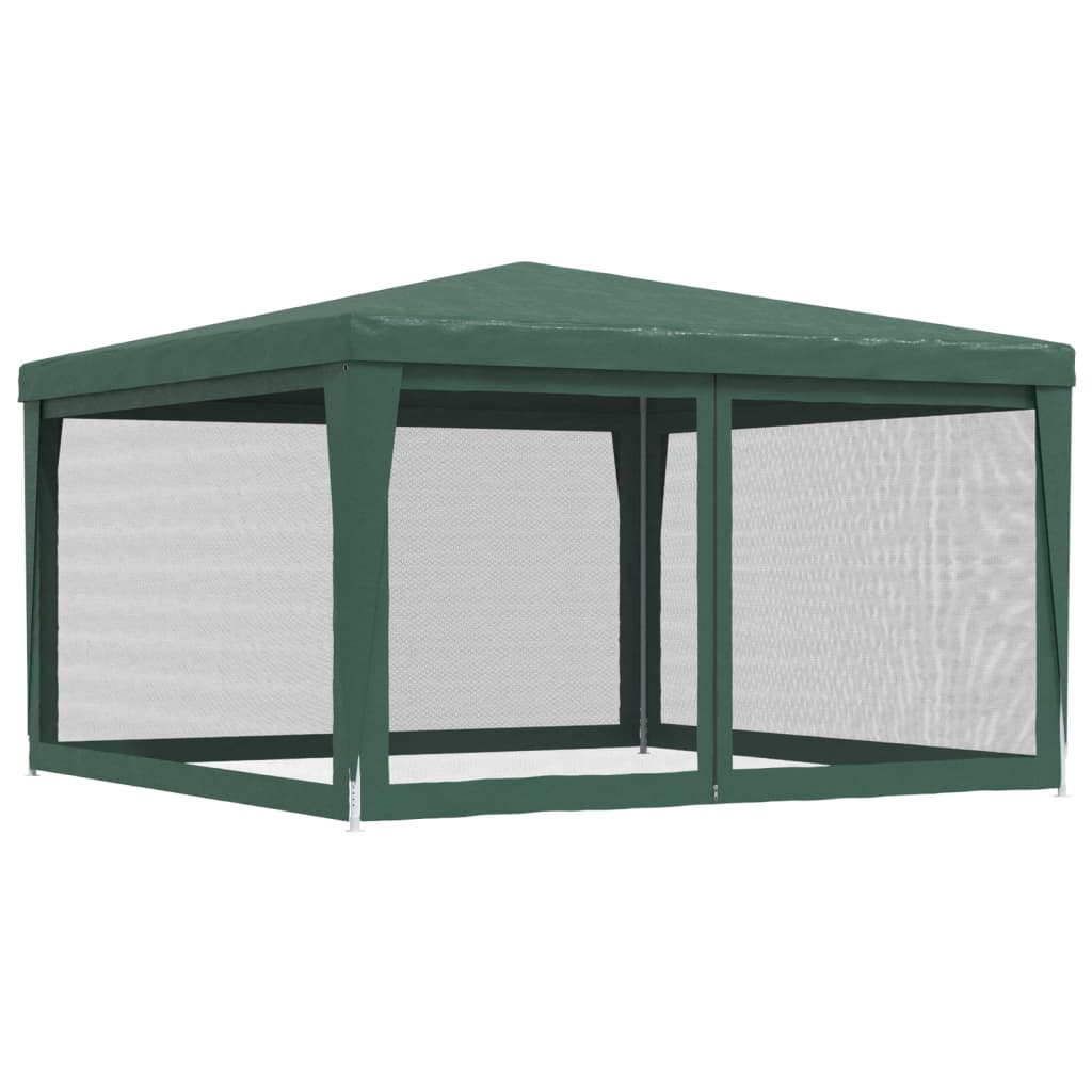 vidaXL Party Tent with 4 Mesh Sidewalls Green 4x4 m HDPE