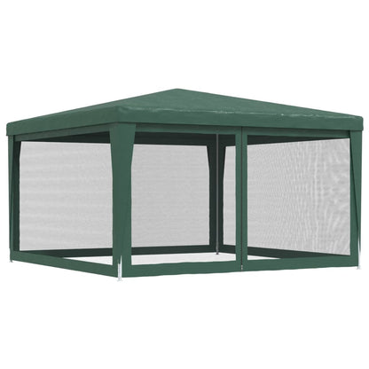 vidaXL Party Tent with 4 Mesh Sidewalls Green 4x4 m HDPE