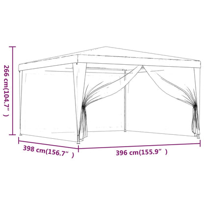 vidaXL Party Tent with 4 Mesh Sidewalls Green 4x4 m HDPE