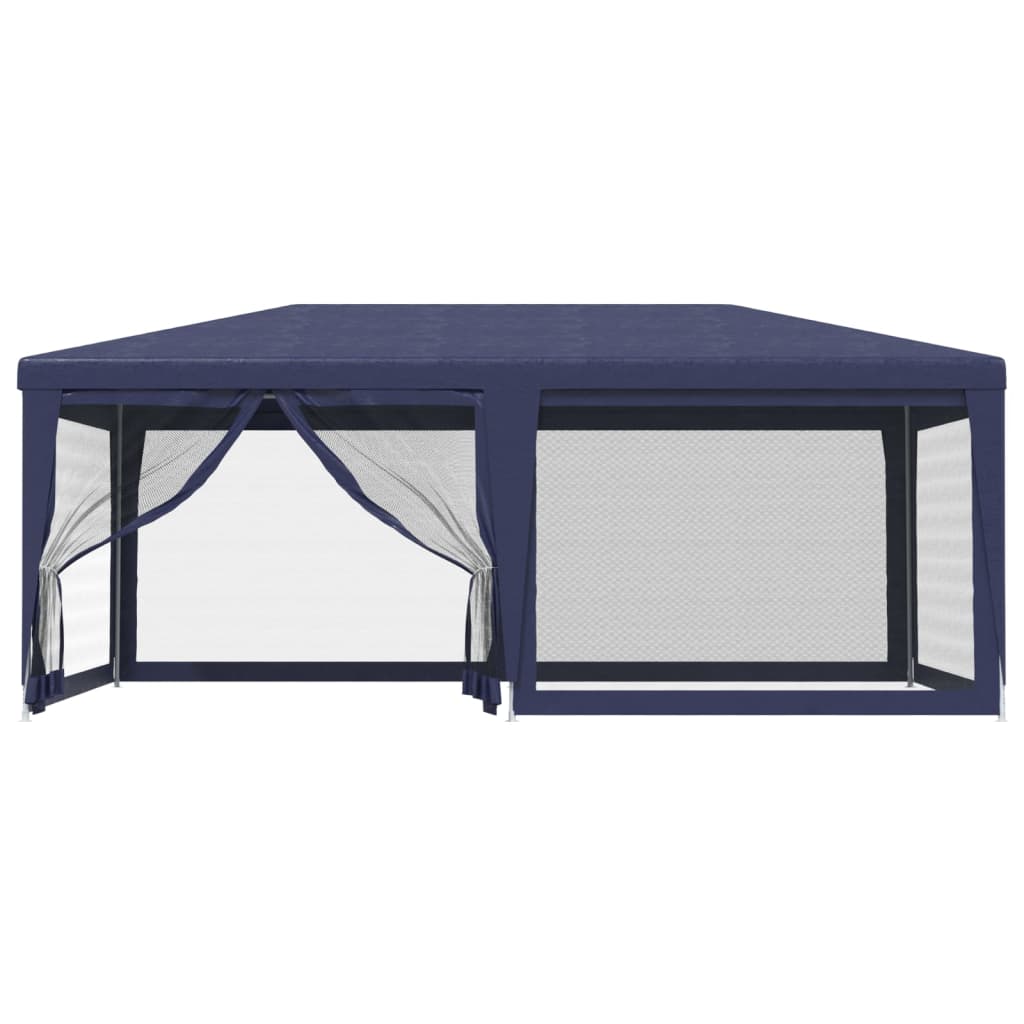 vidaXL Party Tent with 6 Mesh Sidewalls Blue 6x4 m HDPE - 4 x 6 m