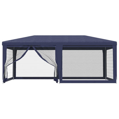vidaXL Party Tent with 6 Mesh Sidewalls Blue 6x4 m HDPE - 4 x 6 m