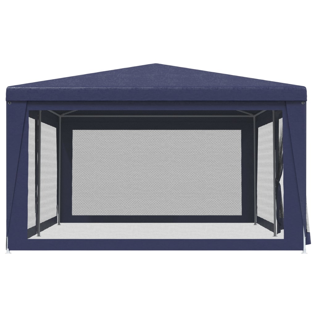 vidaXL Party Tent with 6 Mesh Sidewalls Blue 6x4 m HDPE - 4 x 6 m