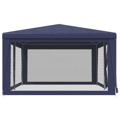 vidaXL Party Tent with 6 Mesh Sidewalls Blue 6x4 m HDPE - 4 x 6 m
