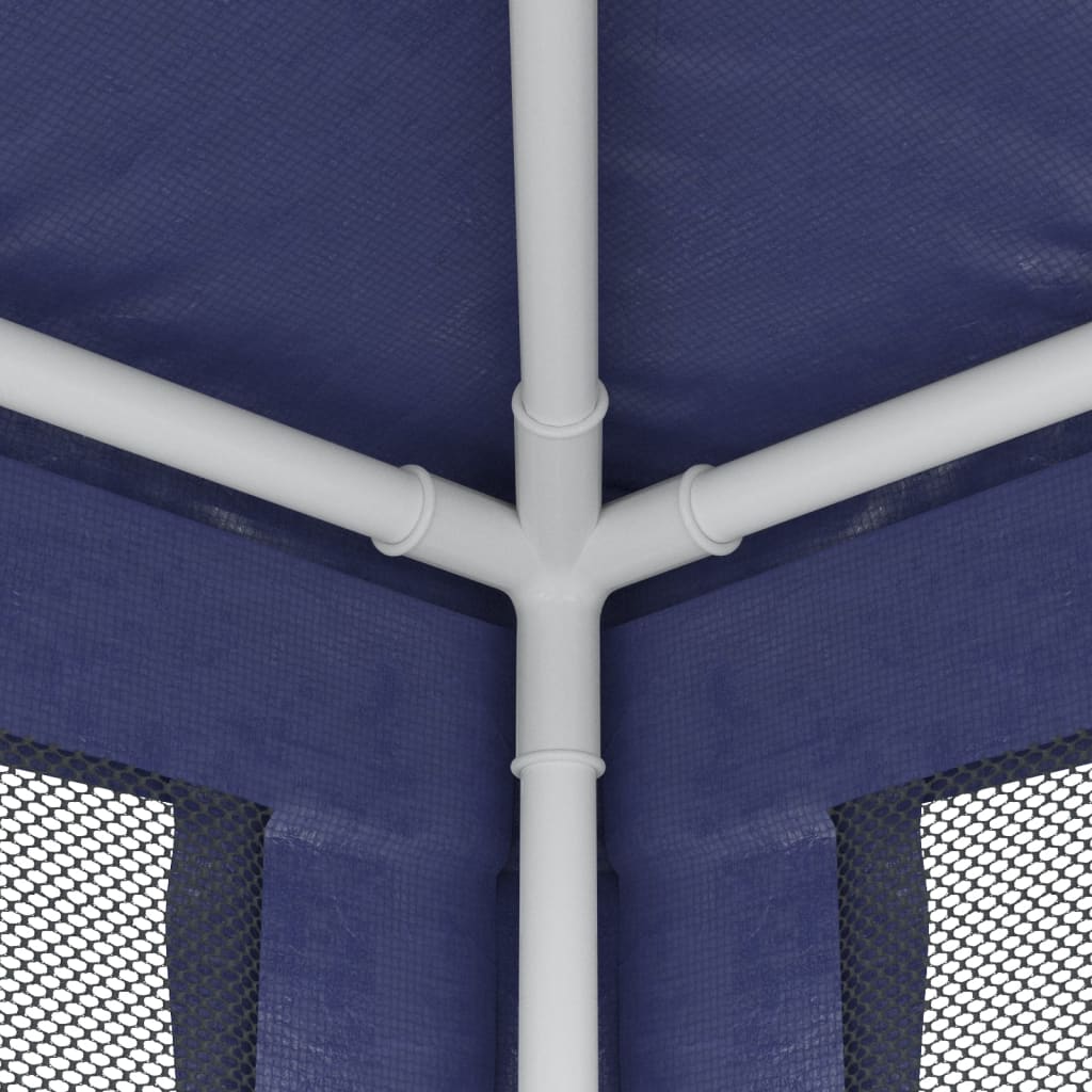 vidaXL Party Tent with 6 Mesh Sidewalls Blue 6x4 m HDPE - 4 x 6 m