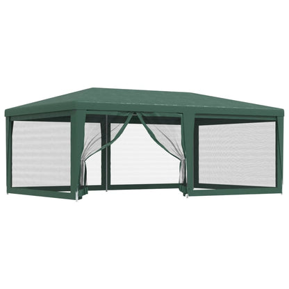 vidaXL Party Tent with 6 Mesh Sidewalls Green 6x4 m HDPE - 4 x 6 m