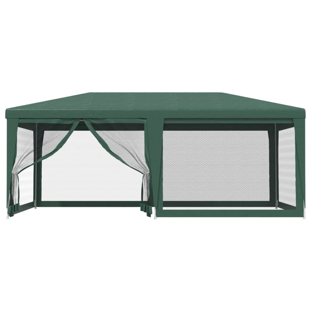 vidaXL Party Tent with 6 Mesh Sidewalls Green 6x4 m HDPE - 4 x 6 m