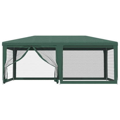 vidaXL Party Tent with 6 Mesh Sidewalls Green 6x4 m HDPE - 4 x 6 m