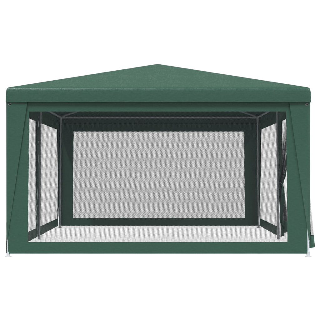 vidaXL Party Tent with 6 Mesh Sidewalls Green 6x4 m HDPE - 4 x 6 m