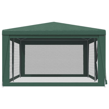 vidaXL Party Tent with 6 Mesh Sidewalls Green 6x4 m HDPE - 4 x 6 m