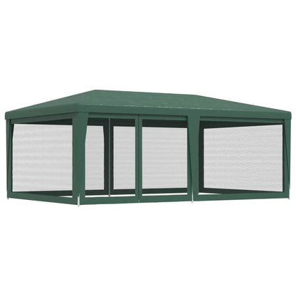 vidaXL Party Tent with 6 Mesh Sidewalls Green 6x4 m HDPE - 4 x 6 m