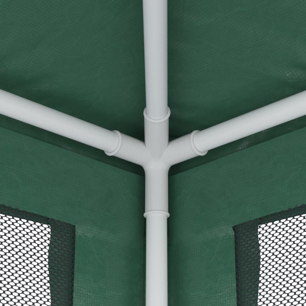 vidaXL Party Tent with 6 Mesh Sidewalls Green 6x4 m HDPE - 4 x 6 m