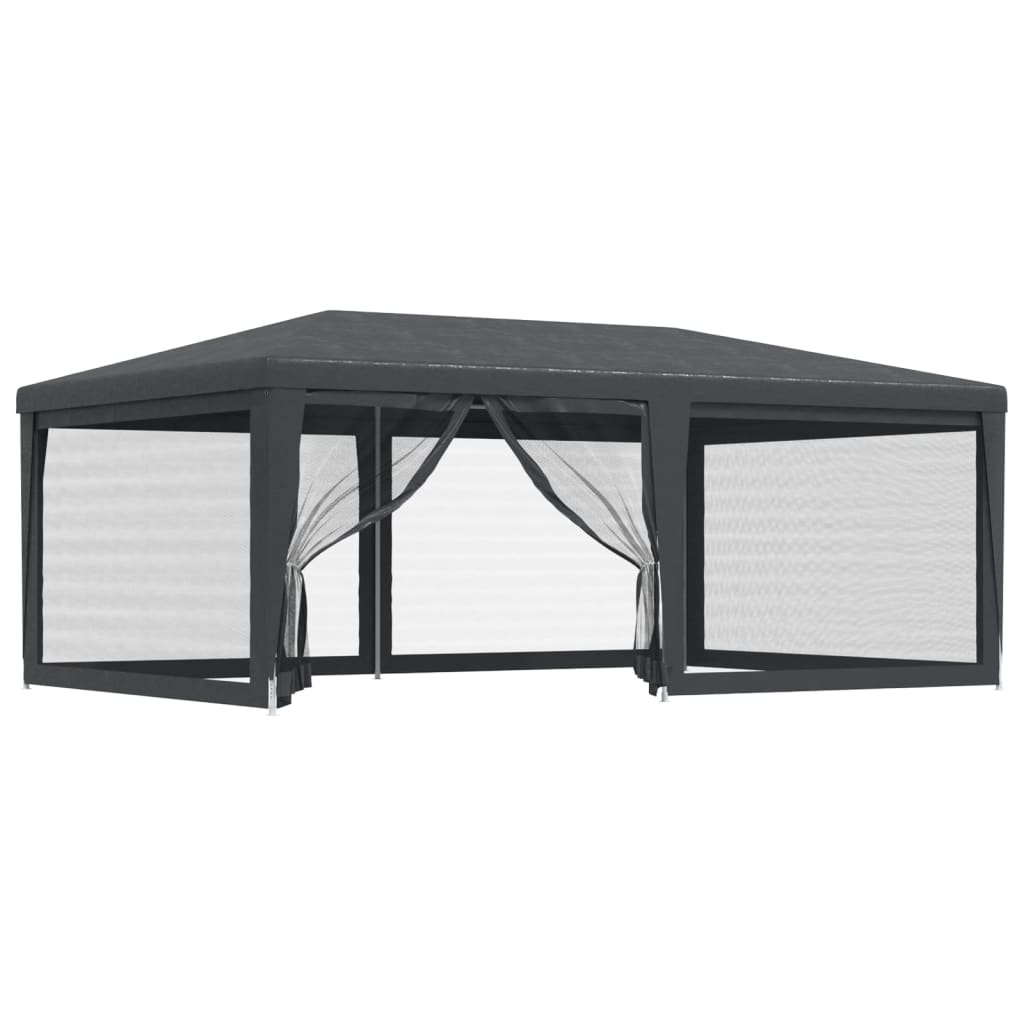 vidaXL Party Tent with 6 Mesh Sidewalls Anthracite 6x4 m HDPE - 4 x 6 m