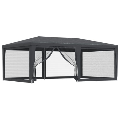 vidaXL Party Tent with 6 Mesh Sidewalls Anthracite 6x4 m HDPE - 4 x 6 m