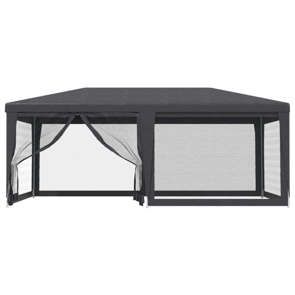vidaXL Party Tent with 6 Mesh Sidewalls Anthracite 6x4 m HDPE - 4 x 6 m