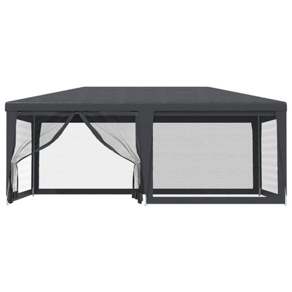 vidaXL Party Tent with 6 Mesh Sidewalls Anthracite 6x4 m HDPE - 4 x 6 m