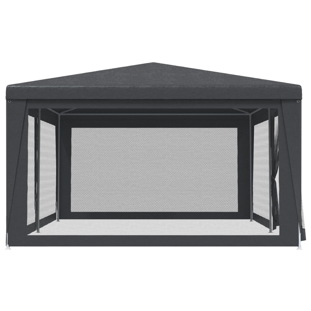 vidaXL Party Tent with 6 Mesh Sidewalls Anthracite 6x4 m HDPE - 4 x 6 m