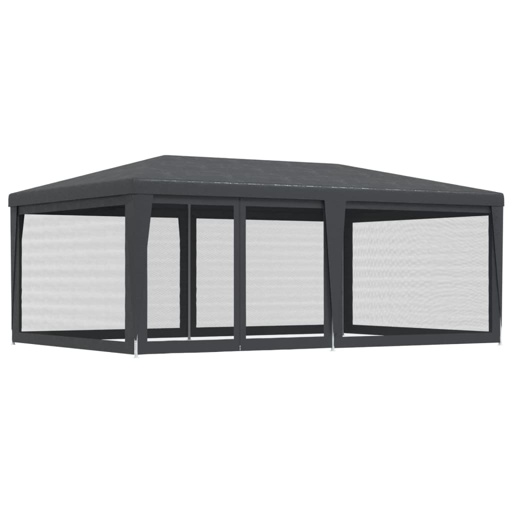 vidaXL Party Tent with 6 Mesh Sidewalls Anthracite 6x4 m HDPE - 4 x 6 m