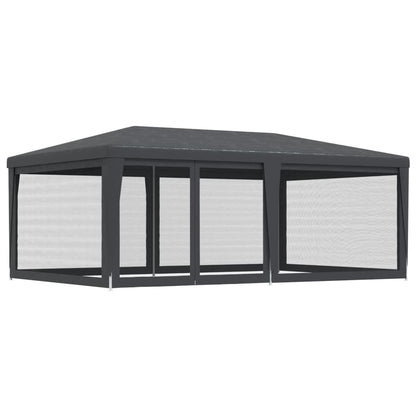 vidaXL Party Tent with 6 Mesh Sidewalls Anthracite 6x4 m HDPE - 4 x 6 m