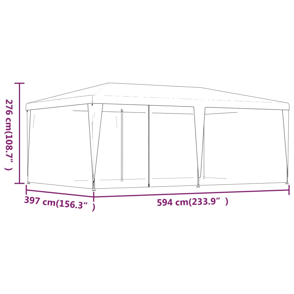 vidaXL Party Tent with 6 Mesh Sidewalls Anthracite 6x4 m HDPE - 4 x 6 m