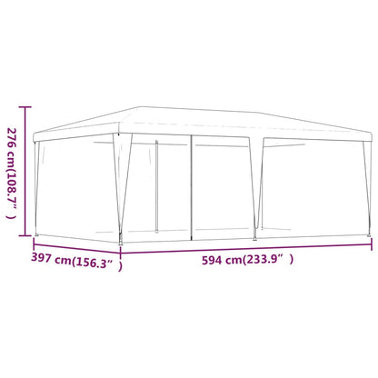 vidaXL Party Tent with 6 Mesh Sidewalls Anthracite 6x4 m HDPE - 4 x 6 m