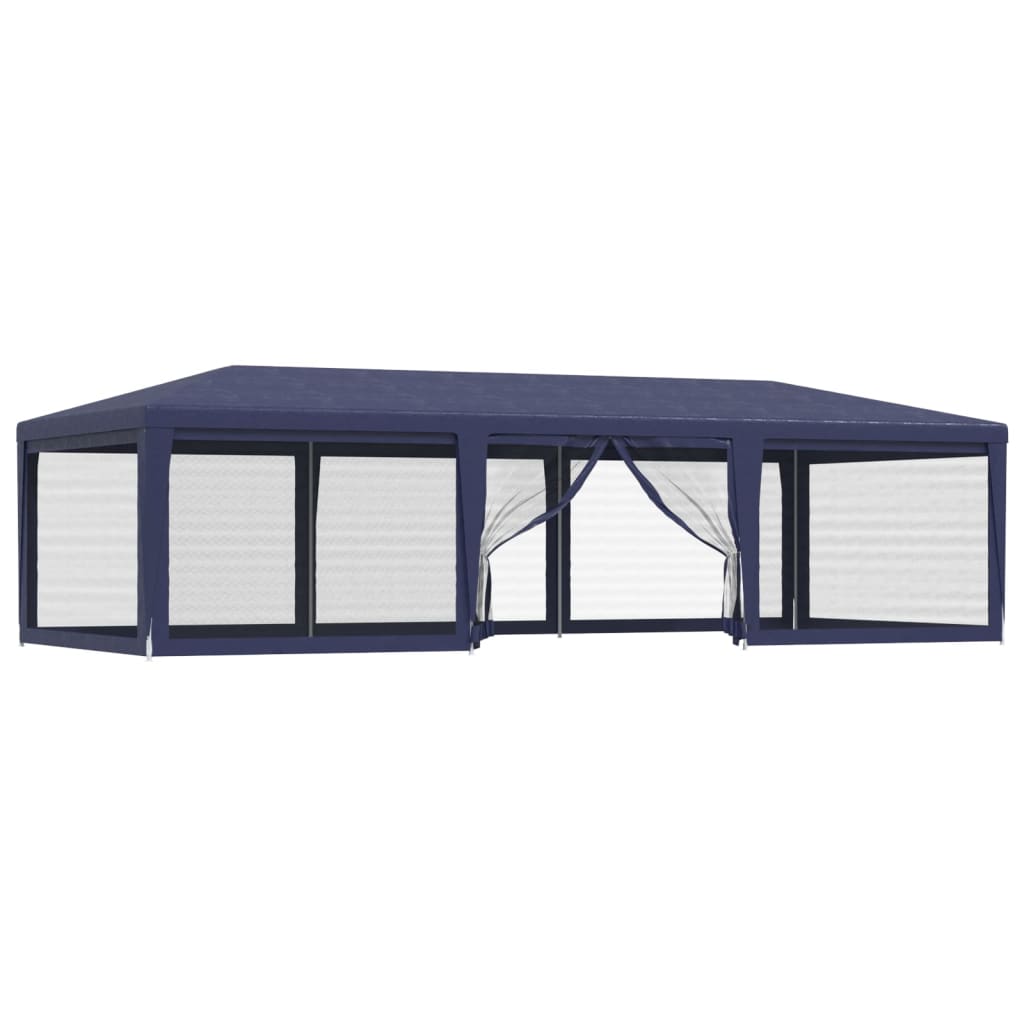 vidaXL Party Tent with 8 Mesh Sidewalls Blue 9x4 m HDPE - 4 x 9 m