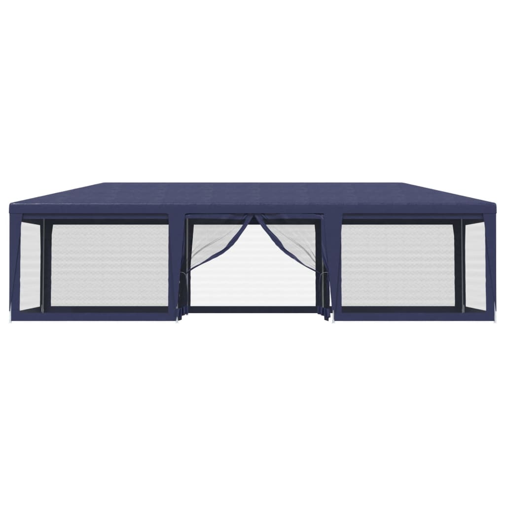 vidaXL Party Tent with 8 Mesh Sidewalls Blue 9x4 m HDPE - 4 x 9 m