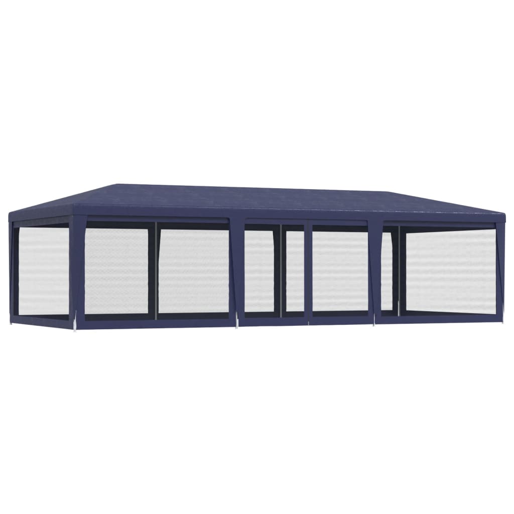 vidaXL Party Tent with 8 Mesh Sidewalls Blue 9x4 m HDPE - 4 x 9 m