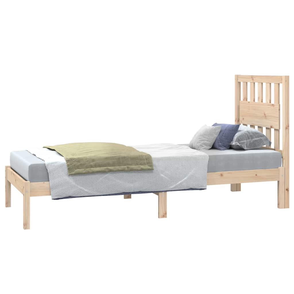 vidaXL Bed Frame without Mattress Solid Wood Small Single - Brown - 195.5 x 80.5 x 31 cm