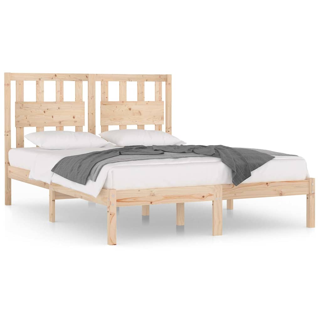 vidaXL Bed Frame without Mattress Solid Wood Double - Brown - 195.5 x 140.5 x 31 cm