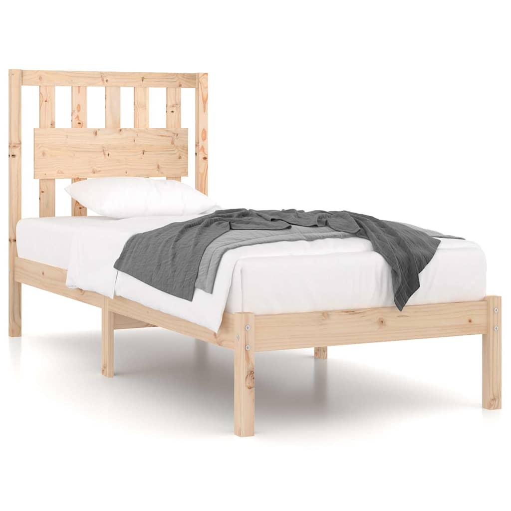 vidaXL Bed Frame without Mattress Solid Wood 90x200 cm - Brown - 205.5 x 95.5 x 31 cm