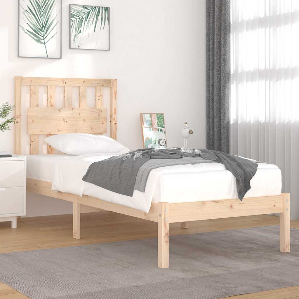 vidaXL Bed Frame without Mattress Solid Wood 90x200 cm - Brown - 205.5 x 95.5 x 31 cm