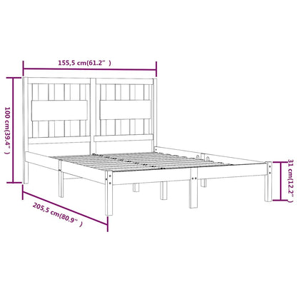 vidaXL Bed Frame without Mattress Solid Wood Pine King Size - Brown - 205.5 x 155.5 x 31 cm