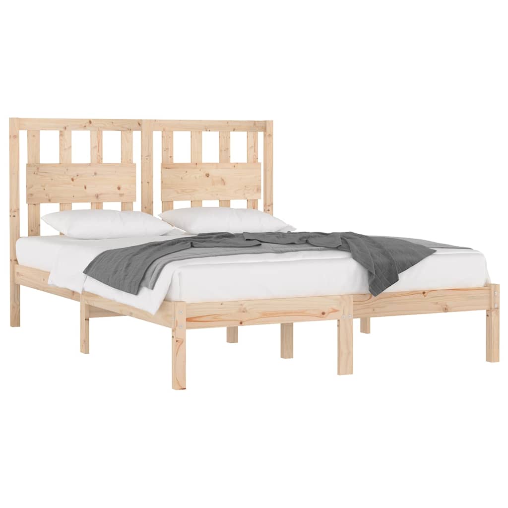 vidaXL Bed Frame without Mattress Solid Wood Pine 160x200 cm - Brown - 205.5 x 165.5 x 31 cm