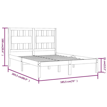 vidaXL Bed Frame without Mattress Solid Wood Super King - Brown - 205.5 x 185.5 x 31 cm