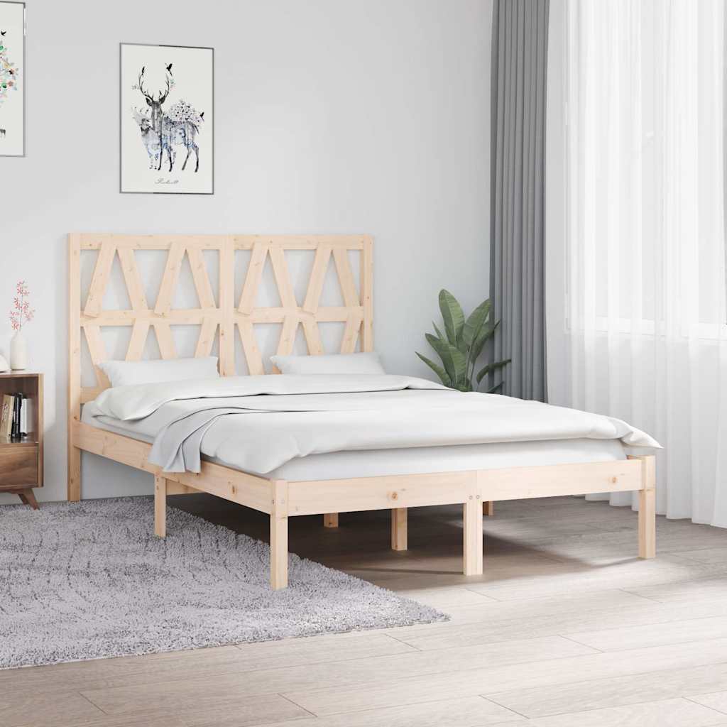 vidaXL Bed Frame without Mattress Solid Wood 120x200 cm - Brown - 205.5 x 125.5 x 31 cm - 64755