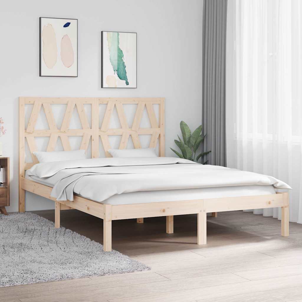vidaXL Bed Frame without Mattress Solid Wood 140x200 cm - Brown - 205.5 x 145.5 x 31 cm