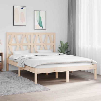 vidaXL Bed Frame without Mattress Solid Wood 140x200 cm - Brown - 205.5 x 145.5 x 31 cm