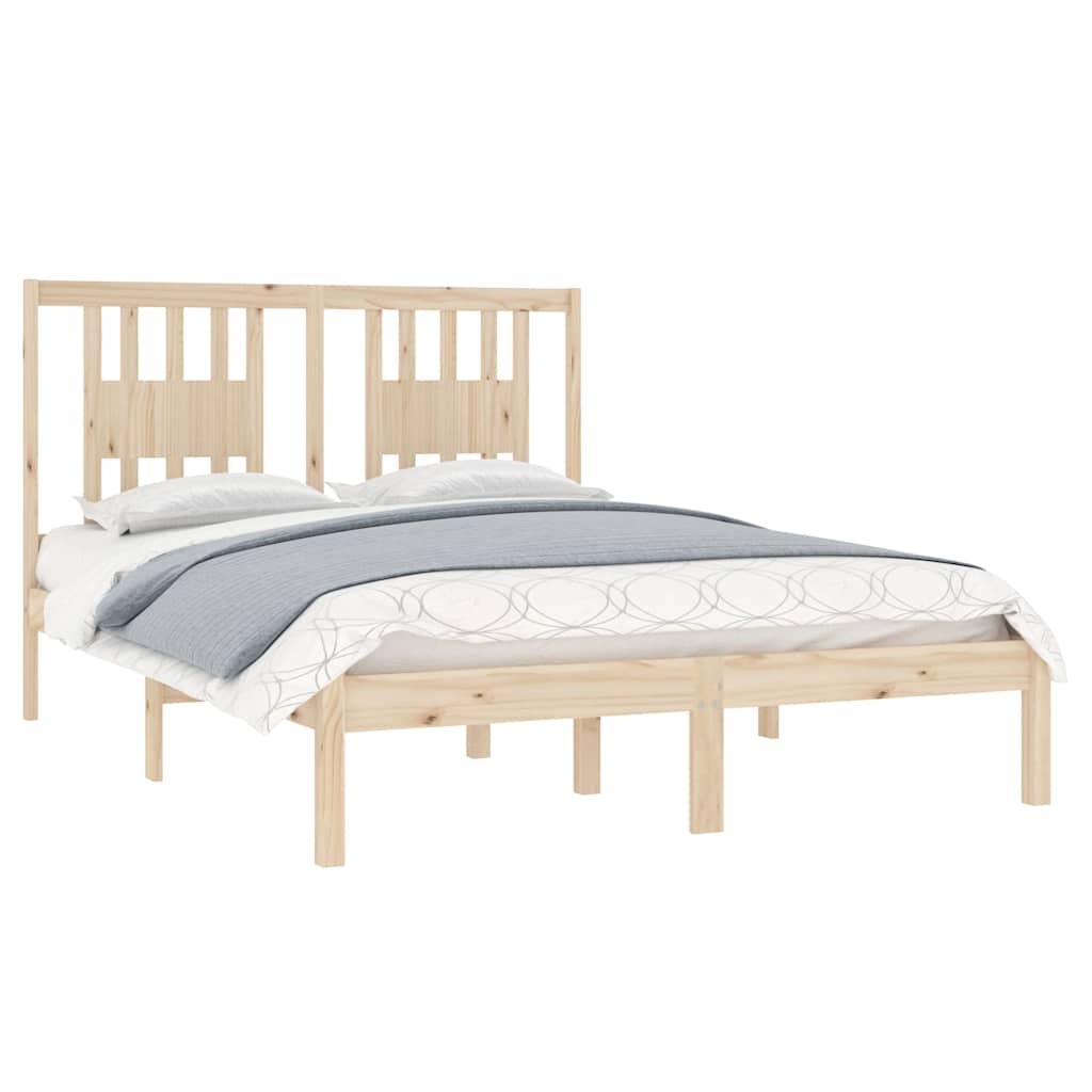 vidaXL Bed Frame without Mattress Solid Wood Double - Brown - 195.5 x 141 x 100 cm
