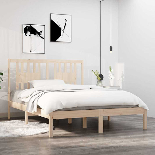 vidaXL Bed Frame without Mattress Solid Wood Double - Brown - 195.5 x 141 x 100 cm