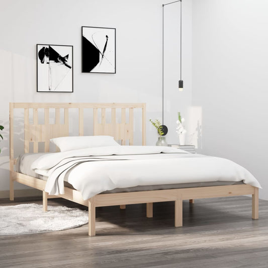 vidaXL Bed Frame without Mattress Solid Wood 160x200 cm - Brown - 205.5 x 166 x 100 cm - 64771