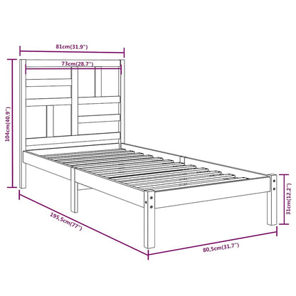 vidaXL Bed Frame without Mattress Solid Wood 75x190 cm - Brown - 195.5 x 81 x 104 cm