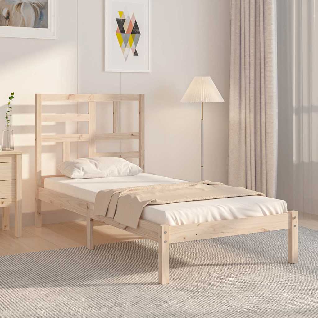 vidaXL Bed Frame without Mattress Solid Wood 75x190 cm - Brown - 195.5 x 81 x 104 cm