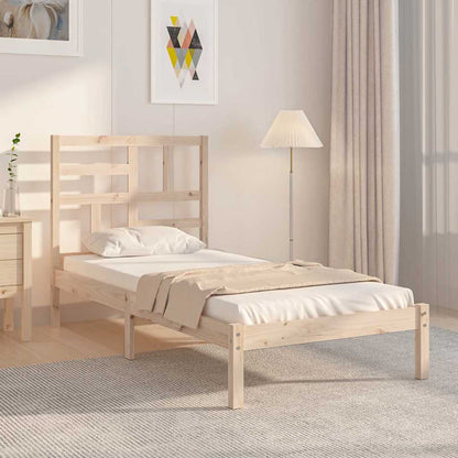 vidaXL Bed Frame without Mattress Solid Wood 75x190 cm - Brown - 195.5 x 81 x 104 cm